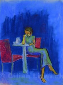 "Blue Coffee", pastel on paper